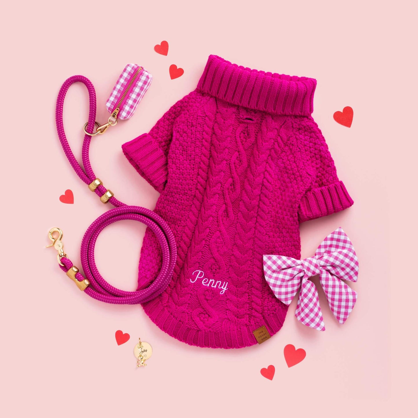 Hot Pink Gingham Waste Bag Holder
