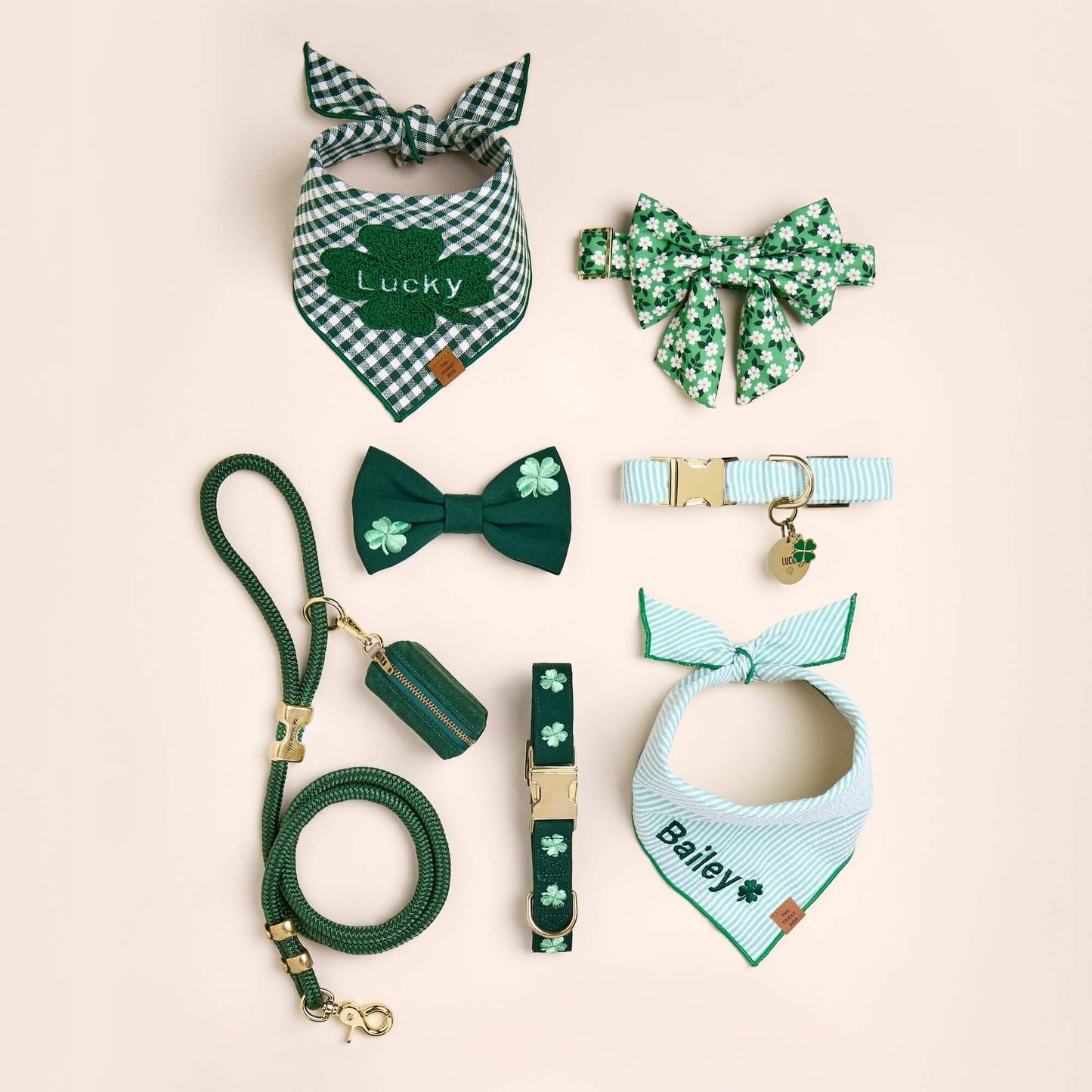 Green Seersucker Dog Bandana