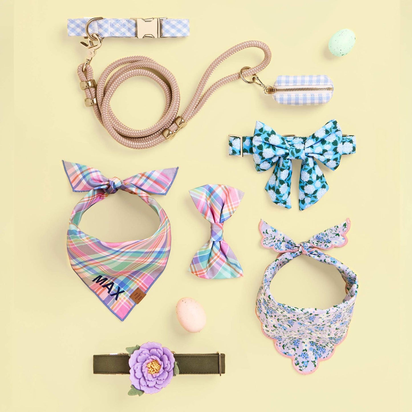 Blooming Plaid Dog Bow Tie