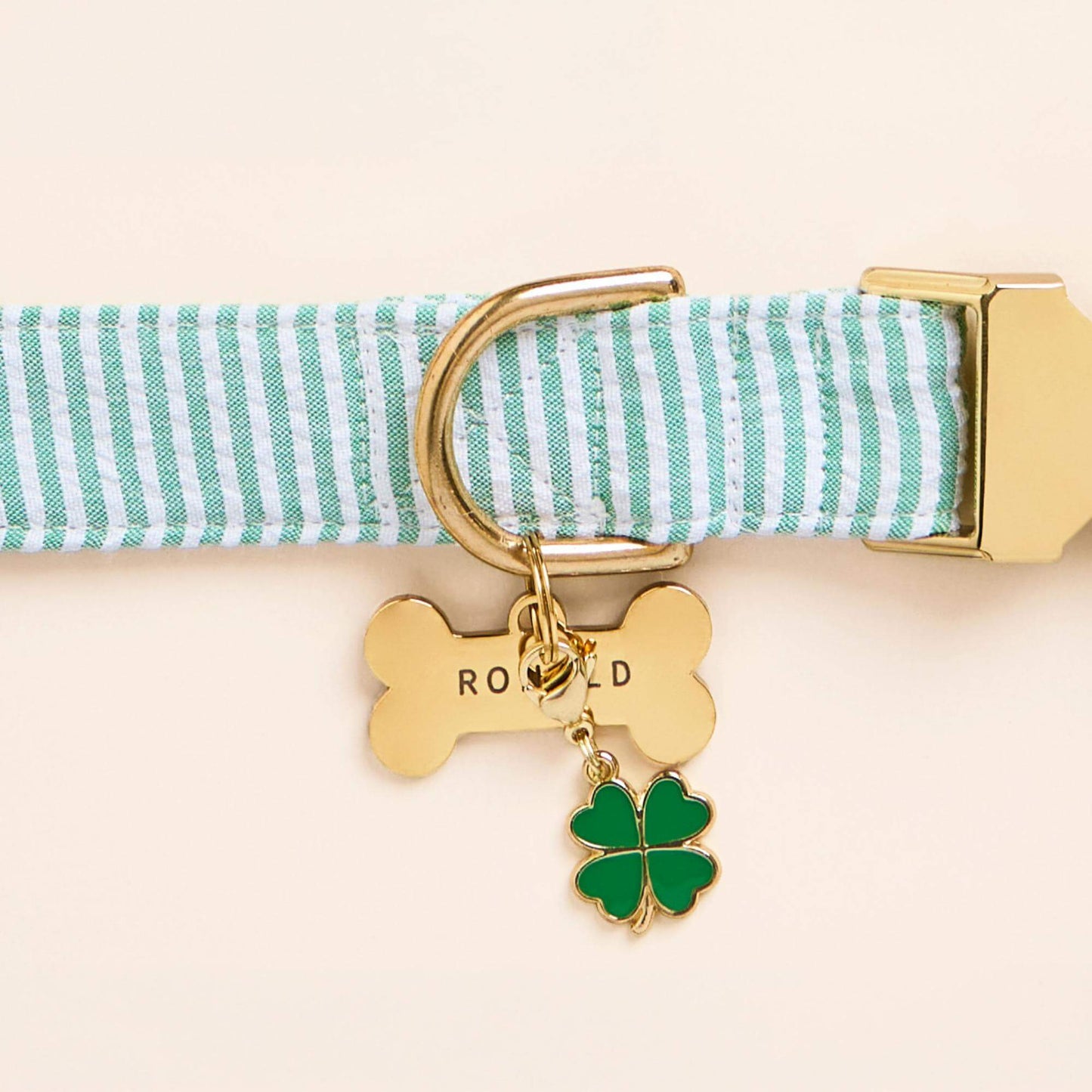 Green Seersucker Dog Collar