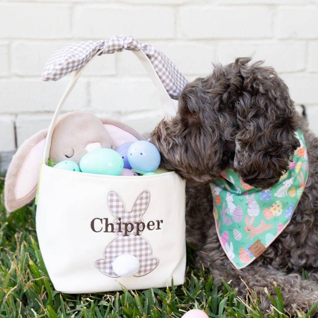 Taupe Gingham Easter Basket Starter Set