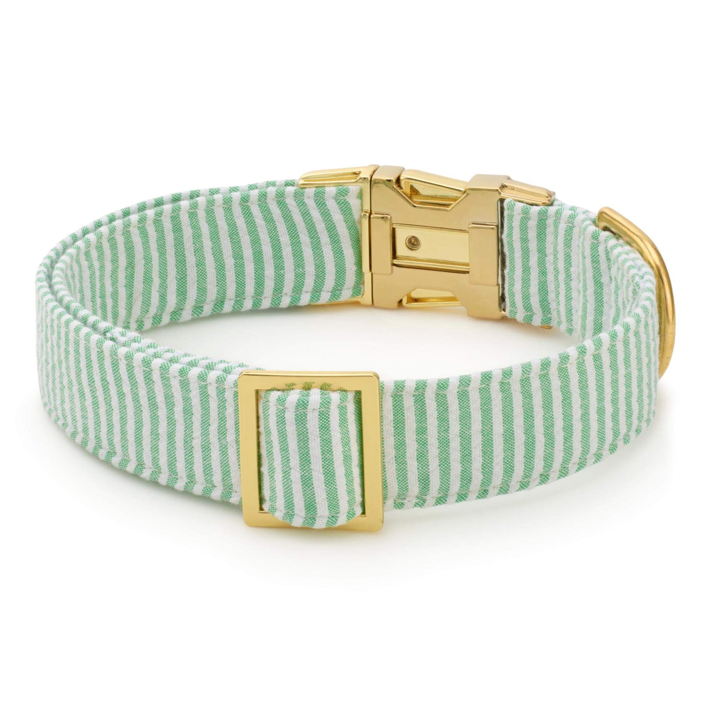 Green Seersucker Dog Collar