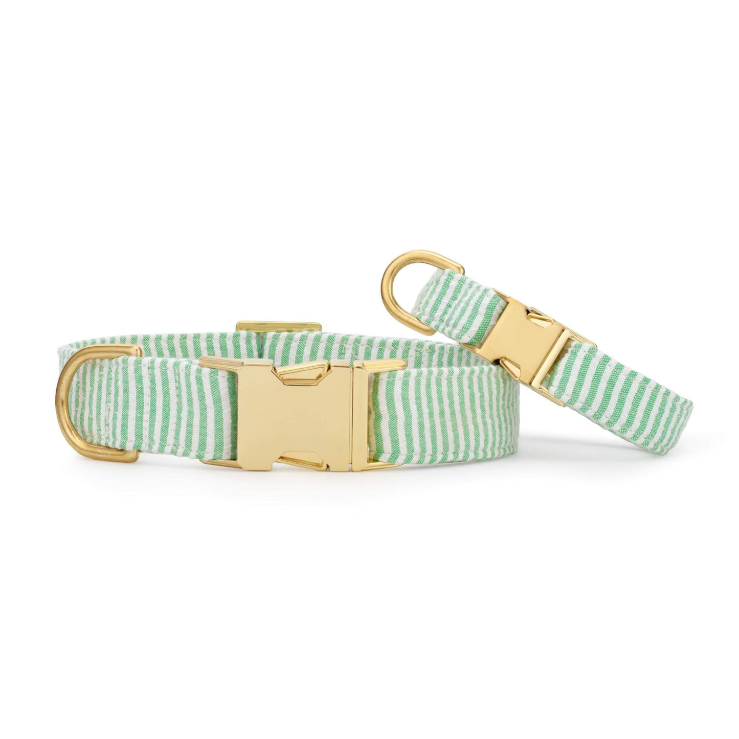 Green Seersucker Dog Collar